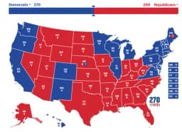 Kamala wins 270-268 - MI, PA, WI